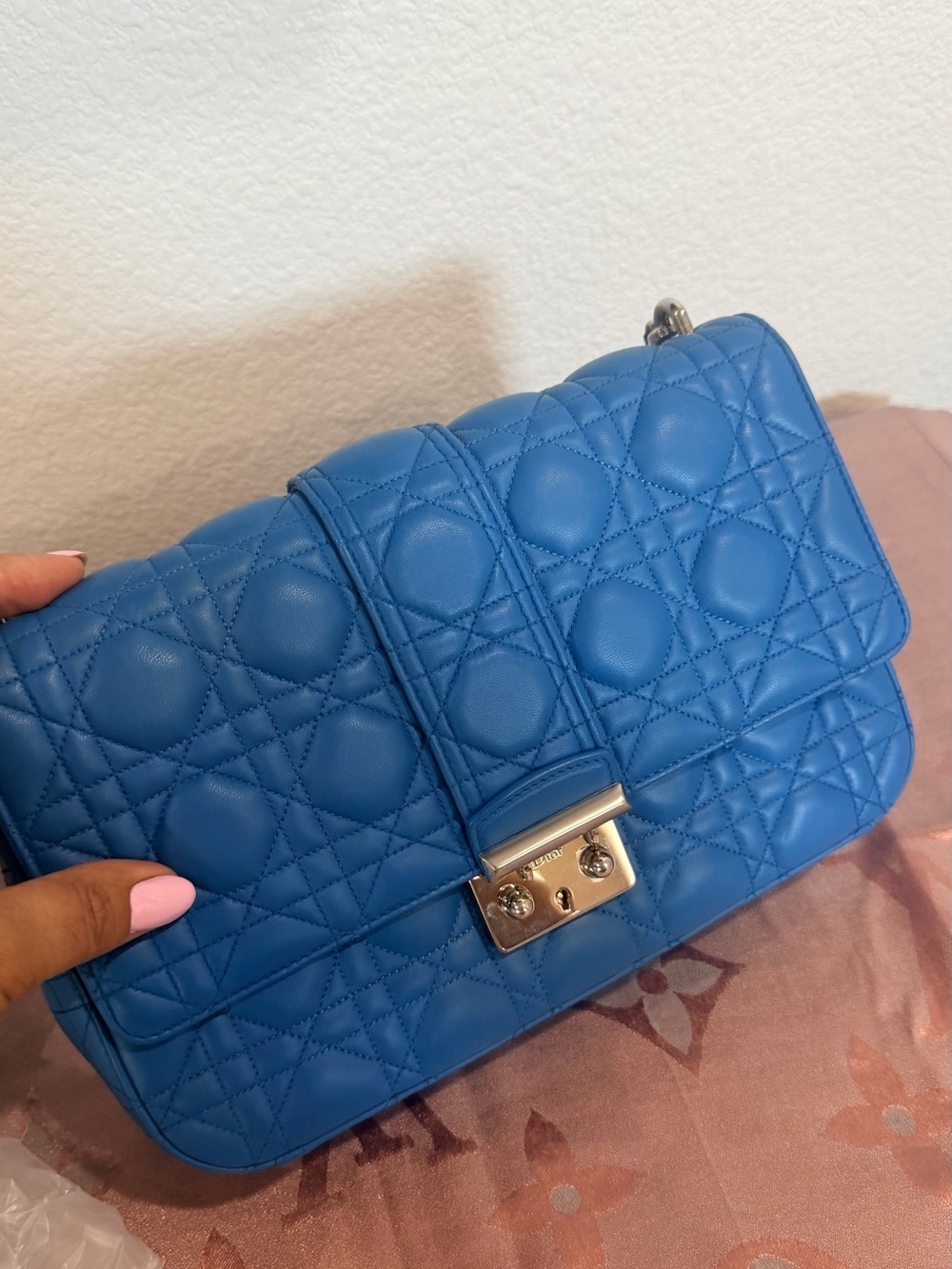 Dior Royal Blue Quilted Leather Shoulder Bag - Picture 3 of 7